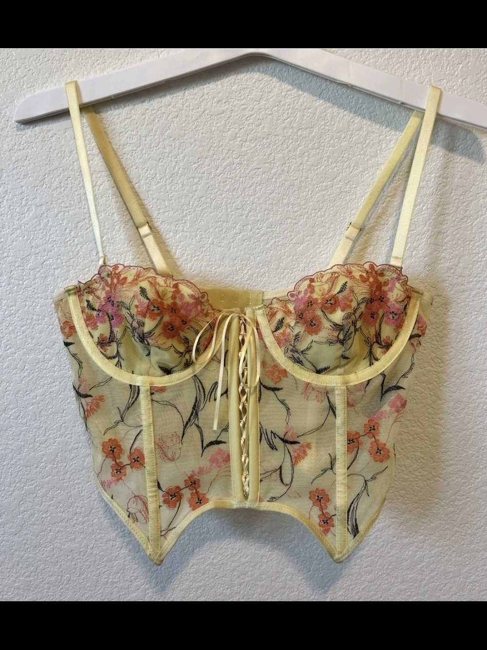 Urban Outfitters White Floral Lace-Trim Cami